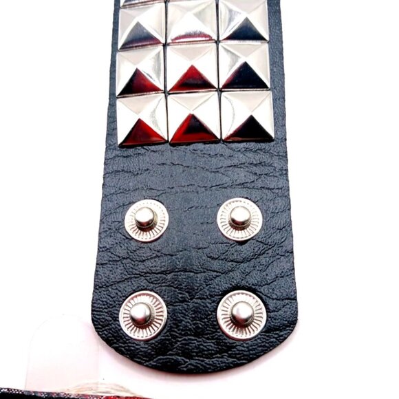 Goth Triple Row Square Studded Vegan Leather Bracelet - Picture 5 of 9